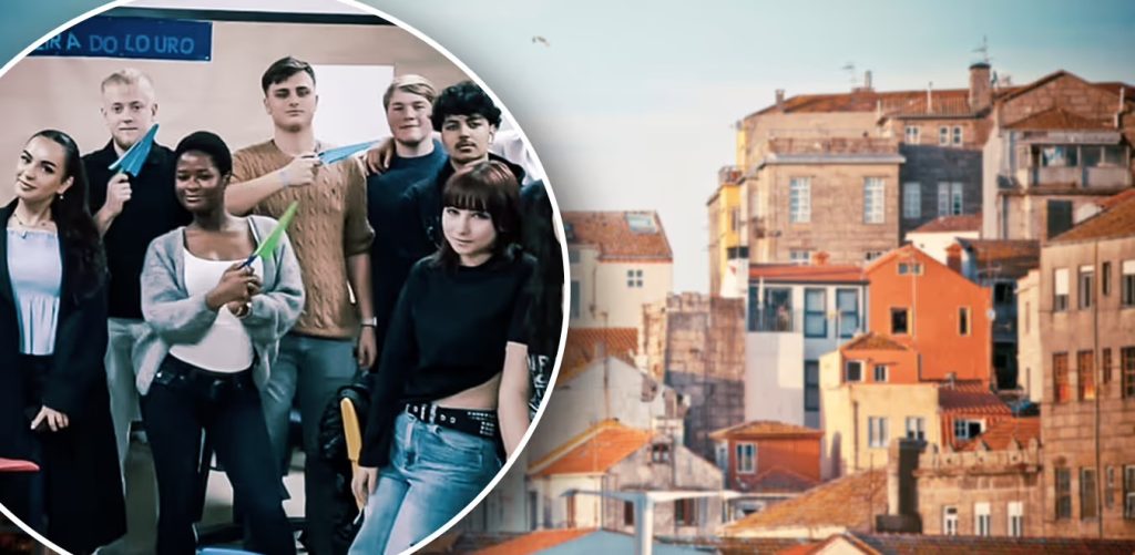 Skolklass och bild på Spanien.