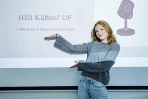 Elin Bauer, VD för Håll käften UF, ser fram emot att vara med i Draknästet. Foto: Affärsgymnasiet.